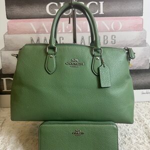 Coach Georgia Green Leather Satchel and Wallet Set